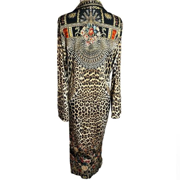 Camilla Printed Midi Jersey Dress in Leopard Animal Print Floral Sz 8 - Picture 4 of 11